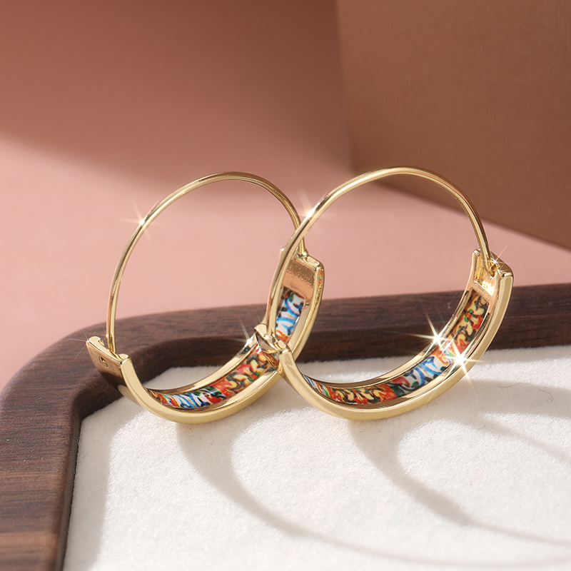 Vintage Boho C-Shaped Enamel Earrings
